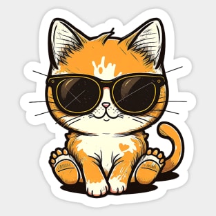 Cute ginger cat wearing sunglasses Sticker